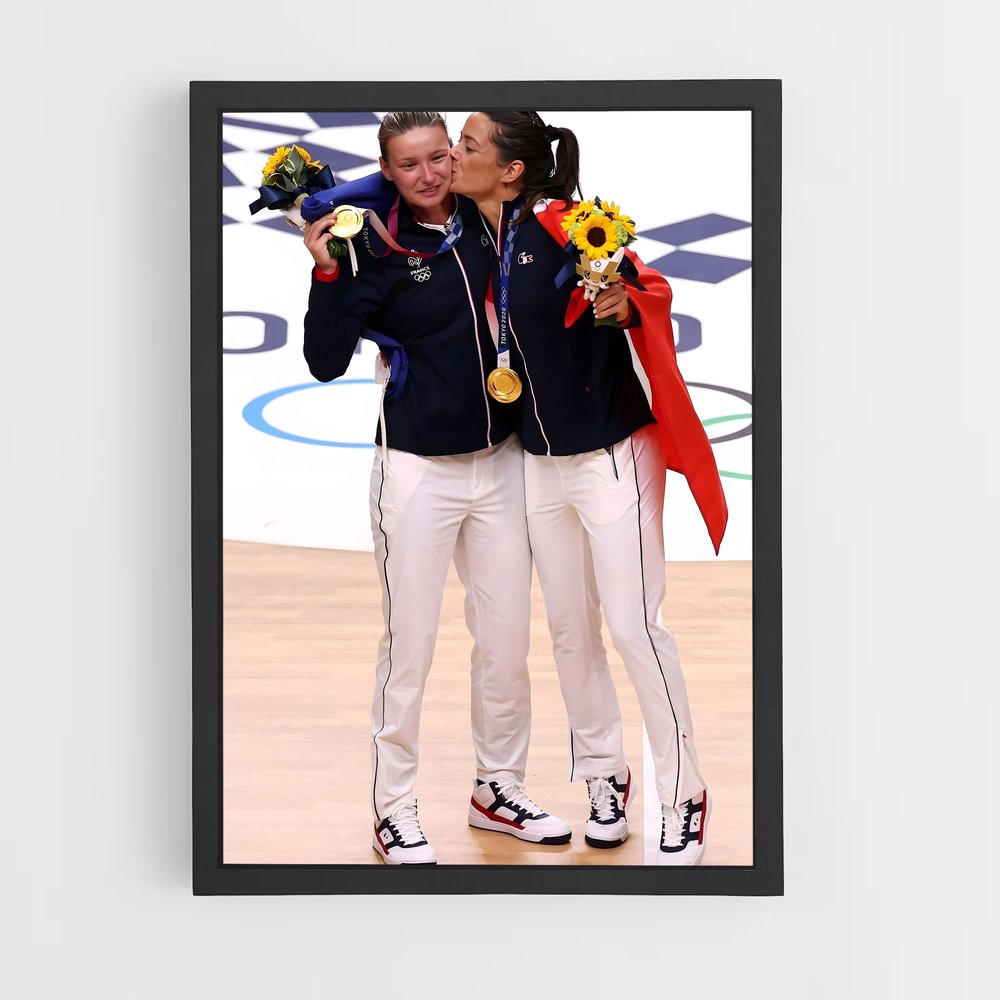 Poster Étreinte Bleu Ciel – affiche Handball (vue 2)